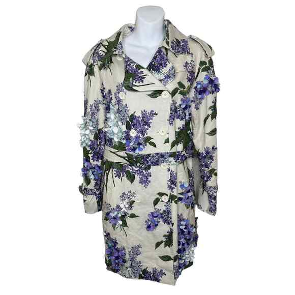 LIBERTINE Embellished Lilac Garden Linen Trench Coat Size Medium New with tags